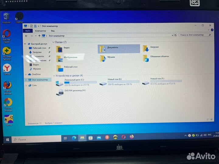 Ноутбук DNS i3-2310m 6ram 500hdd intel HD graphics