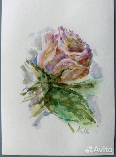 Открытка, авторская, акварель, цветы, подарок