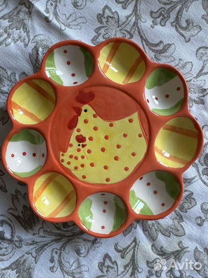 Тарелка-подставка под кулич и 9 яиц, диаметр 19 см