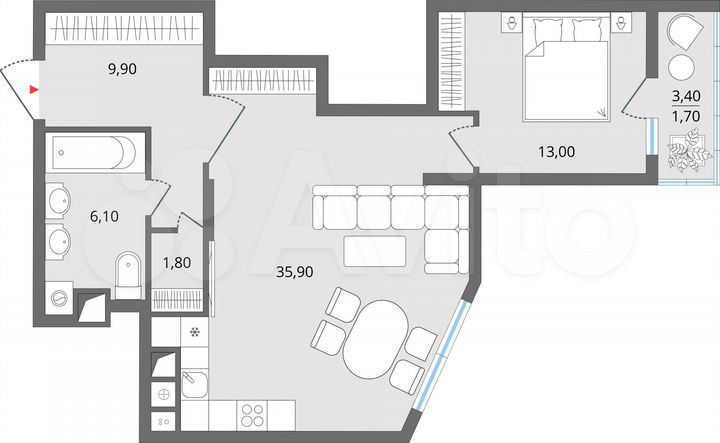 2-к. квартира, 67,3 м², 11/25 эт.
