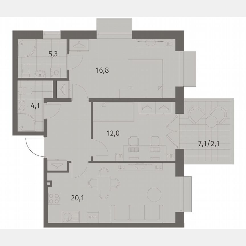 2-к. квартира, 67,6 м², 1/8 эт.