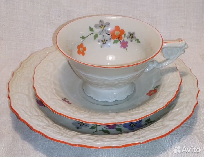 Чайное трио August Schweig Weisswasser Германия