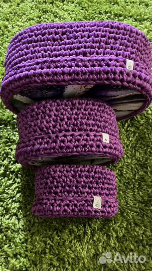 Шкатулки Сирень из трикотажной пряжи