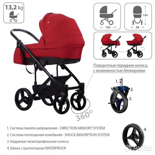 Детская коляска 2 в 1 Bebetto Magnum LUX 04 CZA