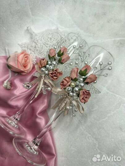 Свадебные бокалы ручной работы