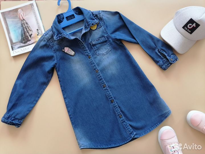 Рубашка джинсовая Next 110 для девочки