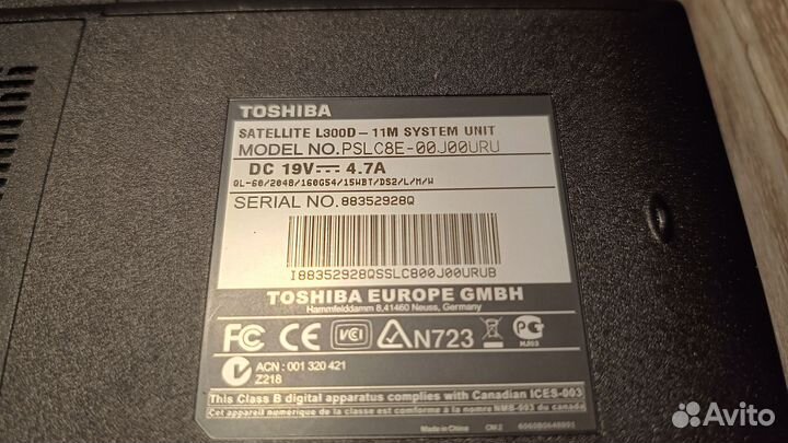 Ноутбук toshiba satellite L300d