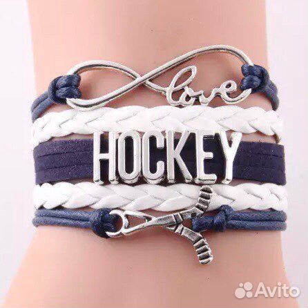 Хоккейный браслет сине-белый