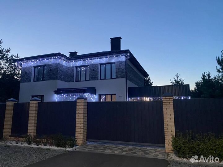 Украшение домов гирляндами, монтаж/демонтаж