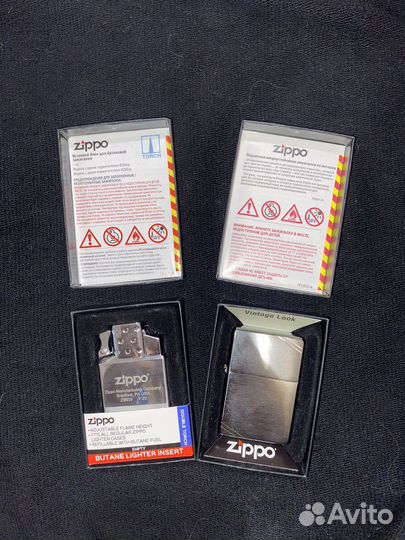 Зажигалка zippo Vintage +Газовый вставной Блок