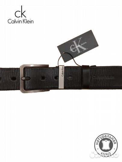Мужской кожаный ремень черный Calvin Klein