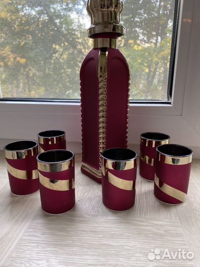 Штоф-графин и стопки цветное стекло СССР