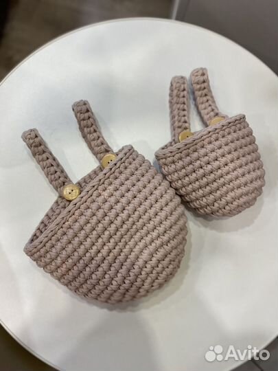 Корзинки и баночки вязаные для детской