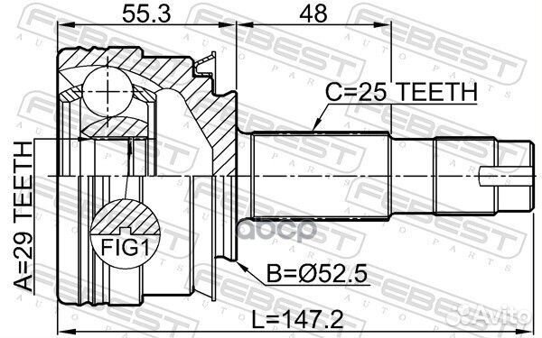 ШРУС наружный 29X52.5X25 подходит для chevrolet