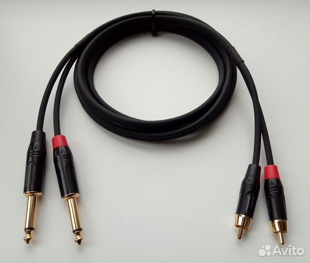 Кабель 2х RCA (тюльпан) 2x 1/4 Jack (джек)