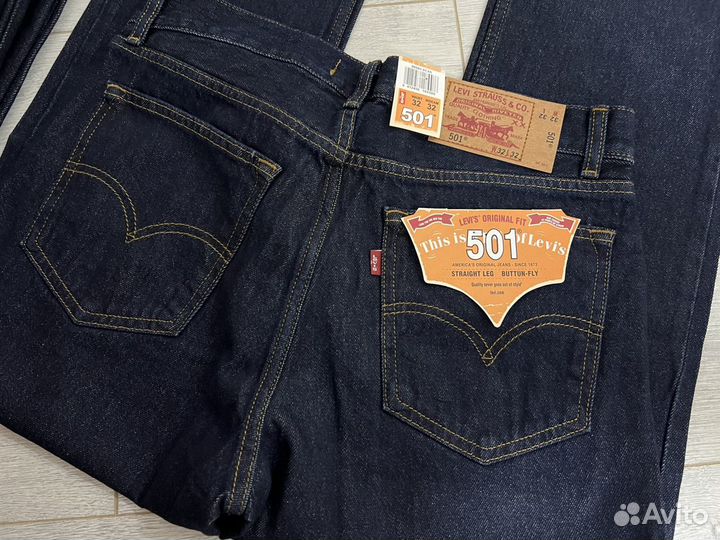 Джинсы Levis 501 индиго на молнии