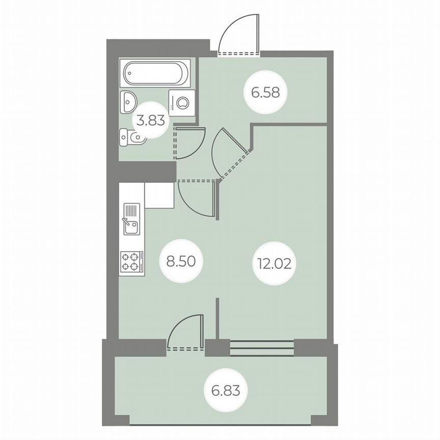 1-к. квартира, 34,4 м², 5/7 эт.