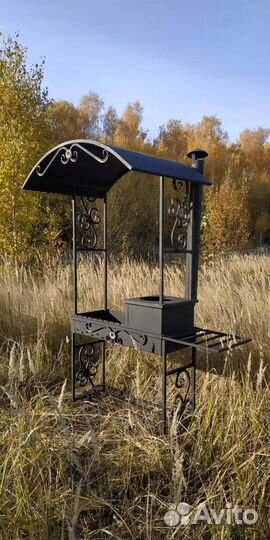 Мангал с печью под казан и крышей