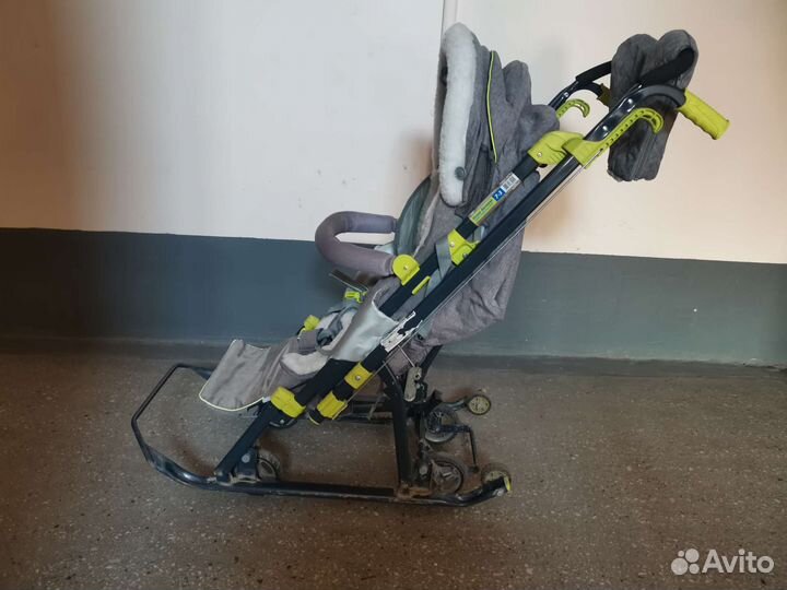 Санки коляска Ника 7-3 серый джинс