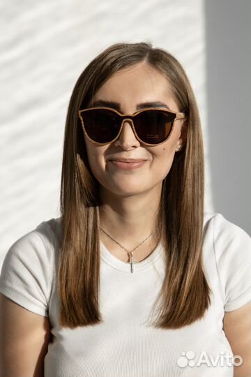 Солнцезащитные женские очки кошки из дерева