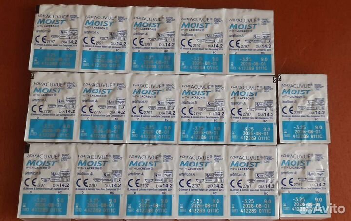 Линзы контактные 1 day acuvue moist -3,25 R9