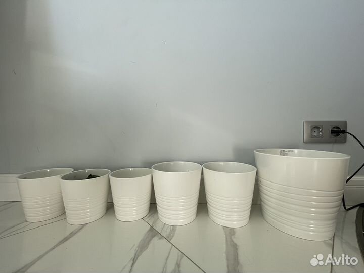 Набор 6 шт керамических кашпо IKEA Мускот