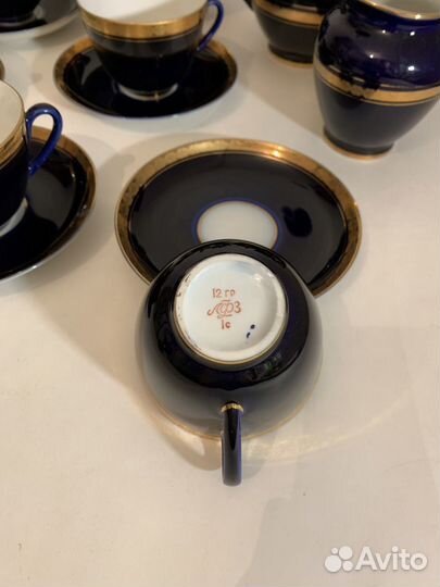 Чайный сервиз фарфоровый кобальт. лфз. 