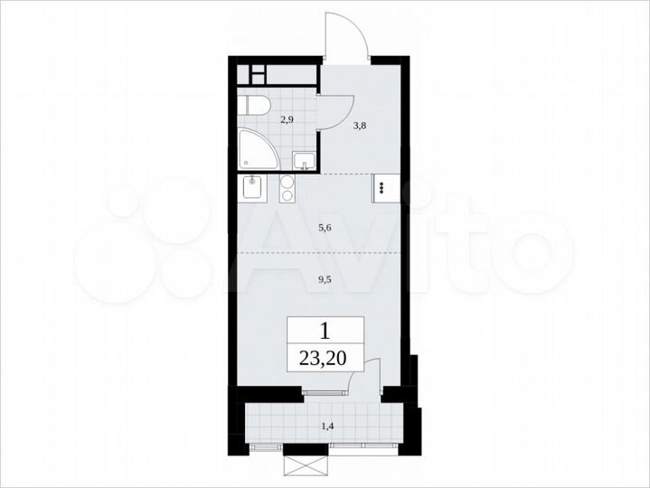 Квартира-студия, 23,2 м², 14/18 эт.