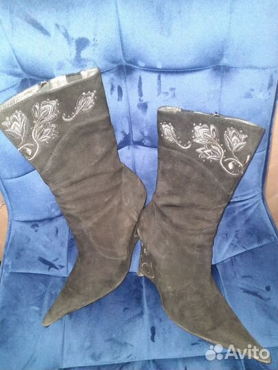 Полусапожки из натуральной замши, р.38