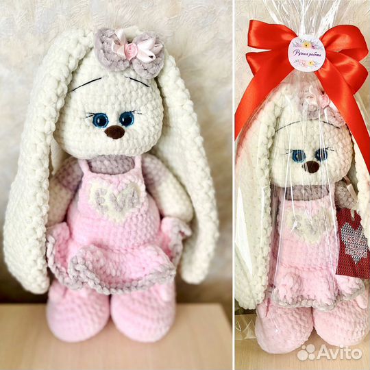 Вязанные игрушки, мягкие игрушки, зайки вязаные