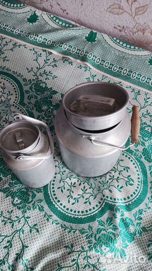 Бидон алюминиевый и черпак молочный СССР