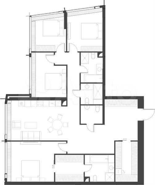 4-к. квартира, 167,5 м², 53/85 эт.