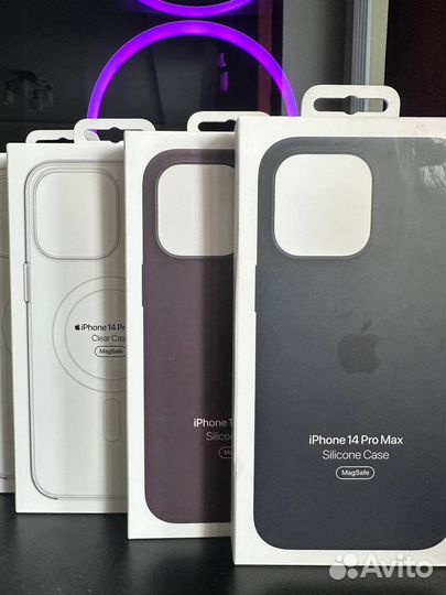 iPhone 14 pro max чехол кожаный фиолетовый