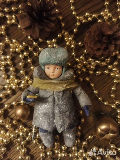 Ватная игрушка на ёлку. Высота 12см