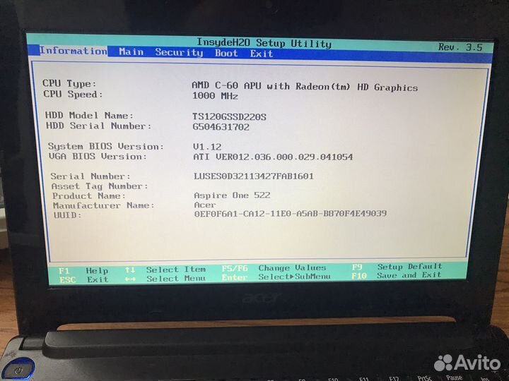 Нетбук acer aspire one 522