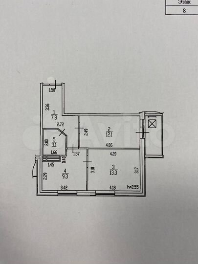 2-к. квартира, 46 м², 8/12 эт.