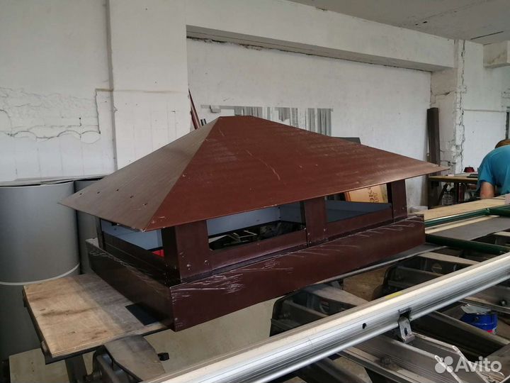 Оголовок вентшахты 590х690 коричневый RAL8017