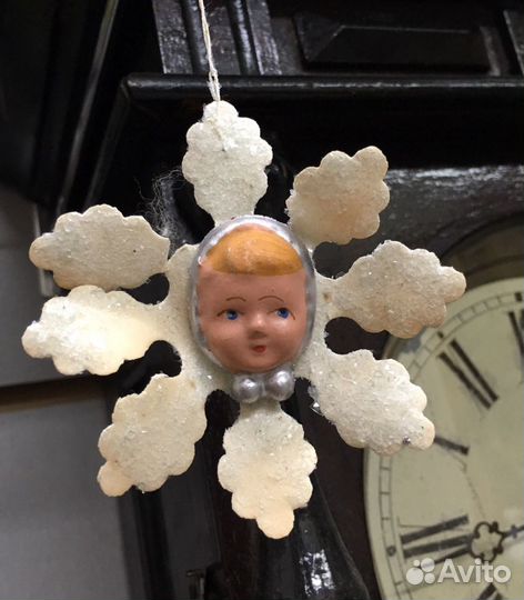 Снежинка старинная елочная игрушка