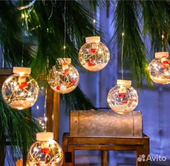 Гирлянда шары 3х0.6-0.8 новая