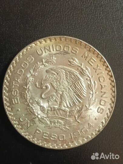 1 песо 1964 Мексика Монета Серебро