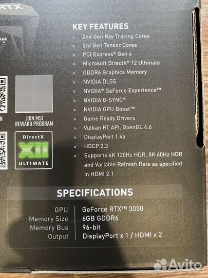 MSI Nvidia GeForce RTX 3050 Gaming X 6G новая