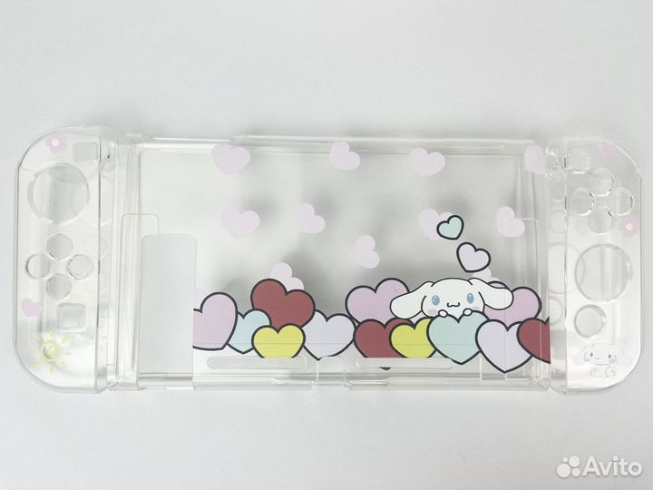 Чехол для Nintendo Switch - Прозрачный (Сердечки)