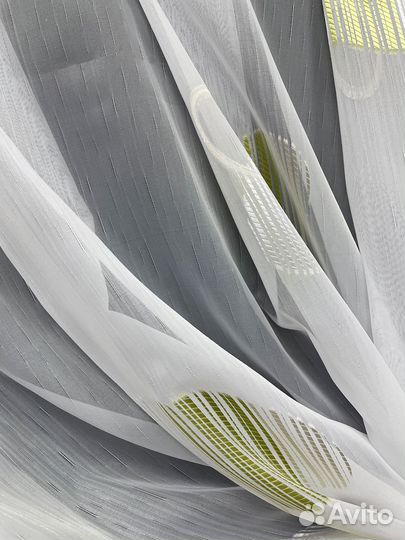 Штора органза белая с кругами тюль 3 м