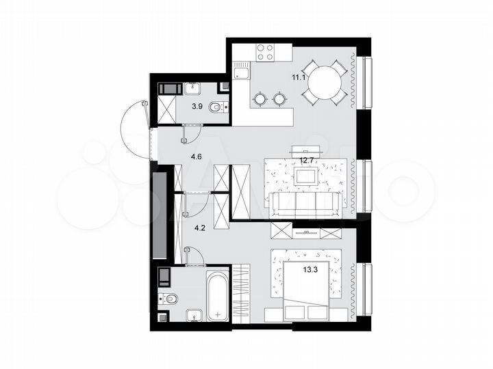 2-к. квартира, 52,5 м², 20/28 эт.