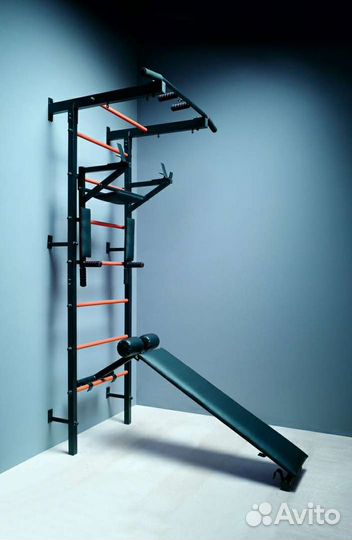 Шведская стенка+турник (несъёмный) +брусья/пресс+с