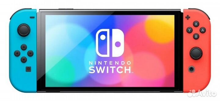 Nintendo Switch oled 64 гб, неоновый синий/неоновы