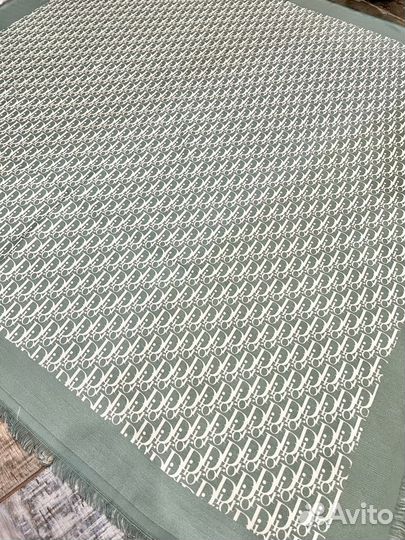 Платок шаль Dior из шерсти и хлопка зеленый