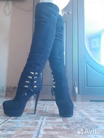 Ботфорты зимние замшевые 40