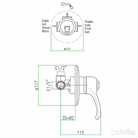 Смеситель для душа Webert au880101065 Бронза