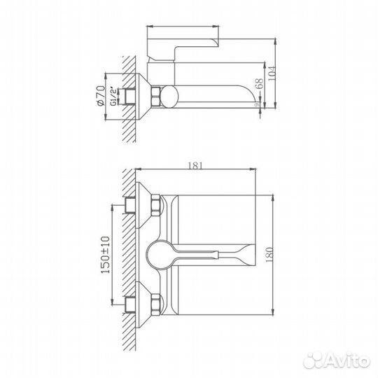 Смеситель для ванны Shevanik S6002H, черный/хром